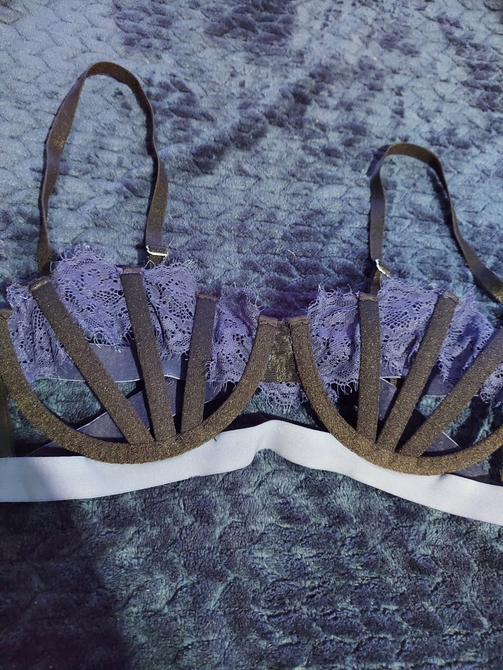 Thistle & Spire Navy Floral Lace Strappy Underwire Bra Sexy